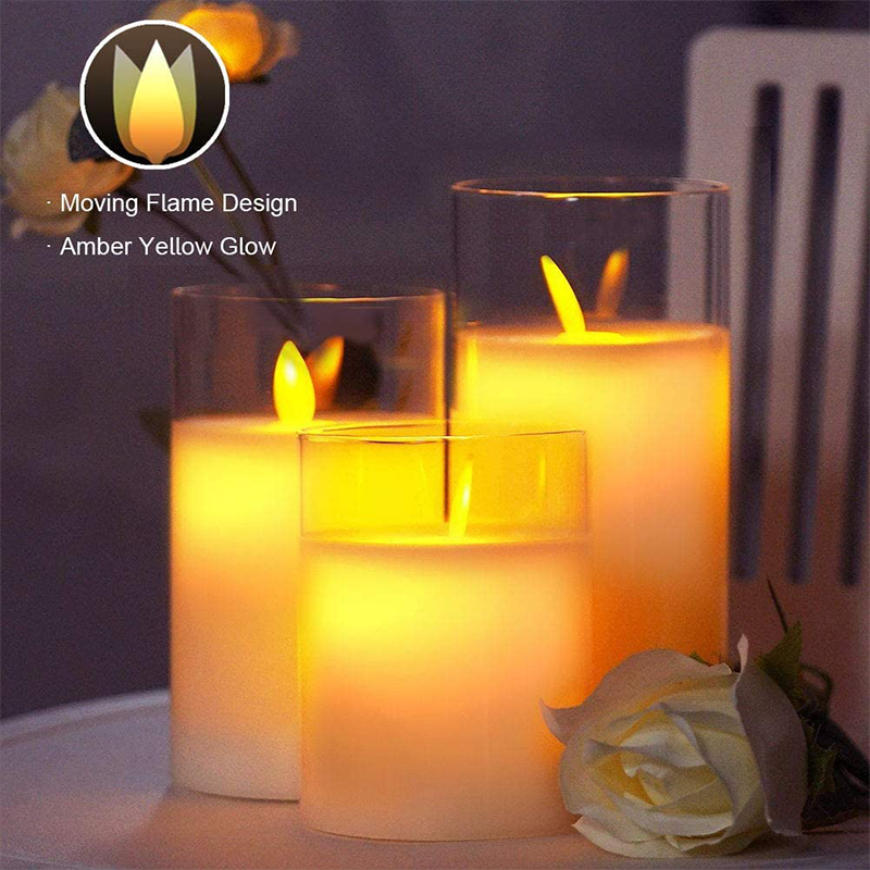 Flickering Flameless Candles with Glass Holder anrdre