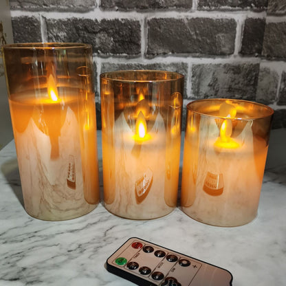 Flickering Flameless Candles with Glass Holder