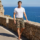 🔥 50% OFF NOW!⚡ Men's Studded Camo Cargo Shorts – Distressed, Multi-Pocket & Elastic Waist – Rugged Streetwear Cargo Shorts 🛹