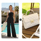Strapless Crinkle Wide-Leg Jumpsuit