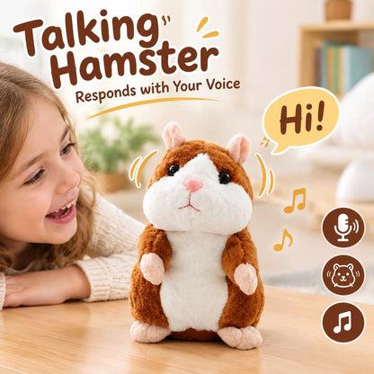 ⏳Time-Limited Special⏰Talking Hamster Plush – repeats whatever you say, auto head-shaking, hilarious fun for kids & adults