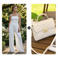 Strapless Crinkle Wide-Leg Jumpsuit