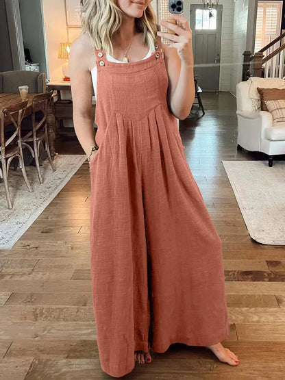 💝Women's Sleeveless Wide Leg Jumpsuit with Pockets