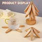 Protect Tables Instantly! Gravity-Activated Wooden Tree Trivet Set