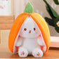 🍓Strawberry Bunny Transformed into Little Rabbit🎀 Fruit Doll Plush Toy🐰