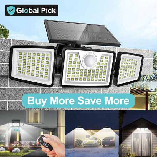 Solar 3-Heads Wall Light With Sensor Lighting Function