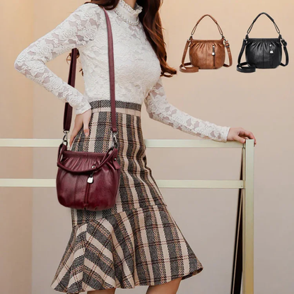👜 50% OFF NOW!🔥Casual Pleated Bucket Soft Leather Handbag Shoulder Bag