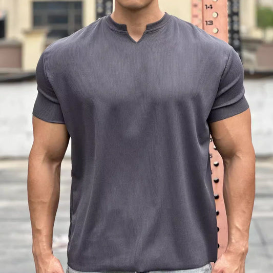 Slim Fit Men's High Elastic Short Sleeves Workout T-Shirt