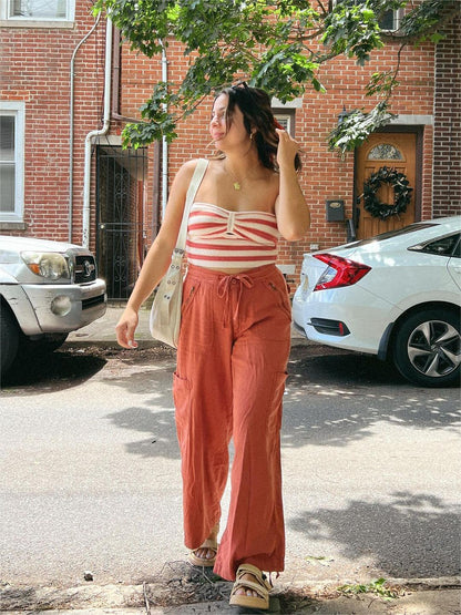 🔥2025 NEW 50% OFF💝Linen-Blend Wide-Leg Cargo Pant