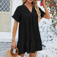 Fashion Loose V-Neck Pleated Short Dress🌹