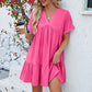 Fashion Loose V-Neck Pleated Short Dress🌹