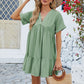Fashion Loose V-Neck Pleated Short Dress🌹