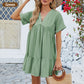 Fashion Loose V-Neck Pleated Short Dress🌹