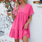 Fashion Loose V-Neck Pleated Short Dress🌹