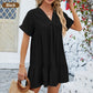 Fashion Loose V-Neck Pleated Short Dress🌹