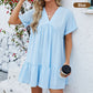 Fashion Loose V-Neck Pleated Short Dress🌹