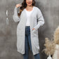 Plus Size Front-Open Pocketed Long Sleeve Sweater