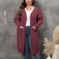 Plus Size Front-Open Pocketed Long Sleeve Sweater