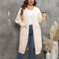 Plus Size Front-Open Pocketed Long Sleeve Sweater