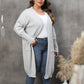 Plus Size Front-Open Pocketed Long Sleeve Sweater