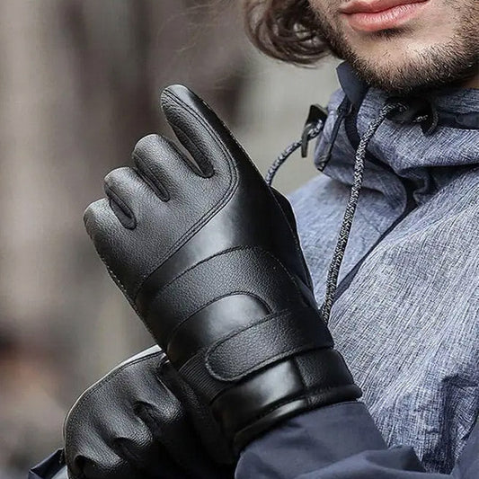 PU Leather Riding Windproof Warm Gloves