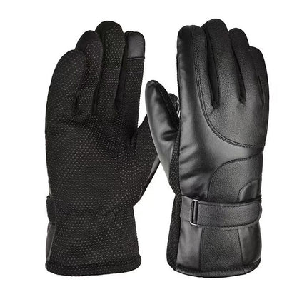 PU Leather Riding Windproof Warm Gloves