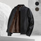 Men’s Fashionable Stand-collar Thickened Warm Leather Jacket