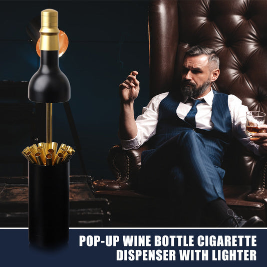Pop-up Wine Bottle Cigarette Dispenser with Lighter