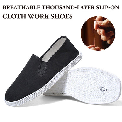 Unisex Breathable Thousand-Layer Slip-On Cloth Work Shoes
