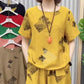 Women’s Printed Short-Sleeved Top & Cropped Pants Set  ✨👚👖