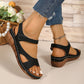 Lightweight Velcro Open Toe Low Wedge Sandal