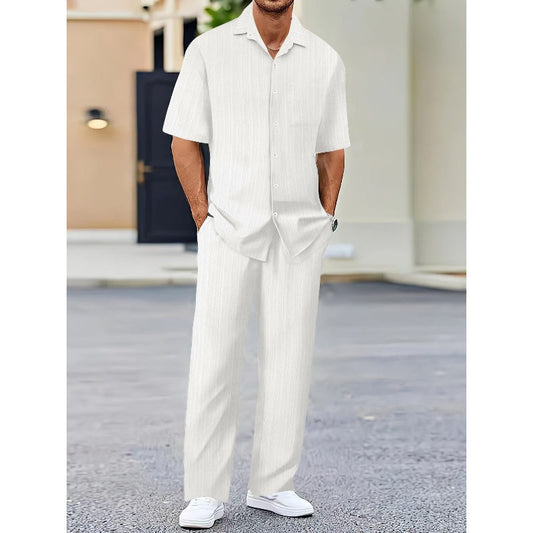 🏖️Summer Hot Sale 56% OFF🌼Men's Collared Top & Drawstring Pants Set