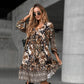 🔥50% OFF🔥—Elegant V-Neck Long-Sleeve Printed Dress