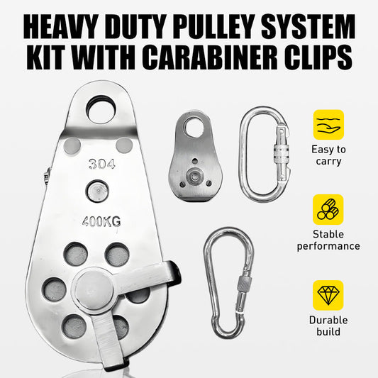 Heavy Duty Pulley System Kit with Carabiner Clips