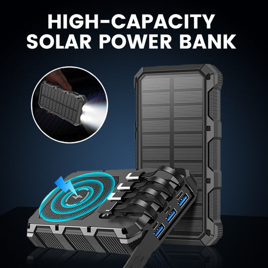High-Capacity Solar Power Bank with Built-in Light