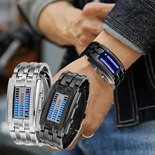 ⌚ 50% OFF NOW! ⏳ Men's Binary LED Watch – Stainless steel, blue light, sporty & water-resistant – modern style ⚡