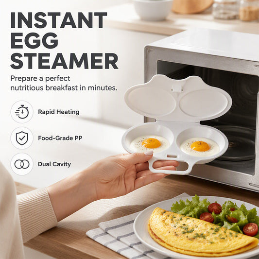 ⏳🔥LIMITED-TIME 50% OFF! ⏰Microwave Egg Poacher with Lid & Handle 🍳 Dual Cavity Microwave Egg Poacher – Quick Oil-Free Cooking, Food-Grade PP & Versatile Kitchen Essential 💫