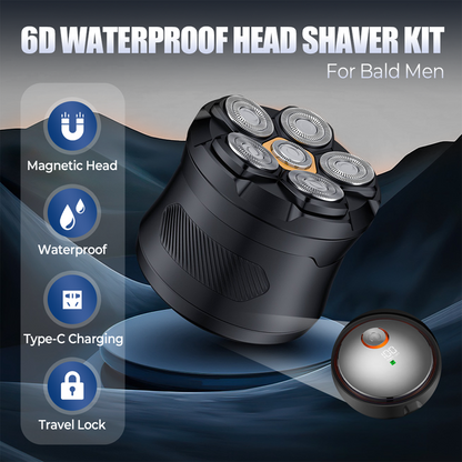 ⏳Limited time – 50% OFF⏰6D Waterproof Head Shaver Kit for Bald Men