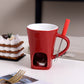 🍫🎄50% OFF NOW! Ceramic Chocolate Fondue Mug – Tealight Melting Cup for Chocolate & Cheese, Portable Dipping Pot for Romantic Date, Family Party & Christmas Gatherin