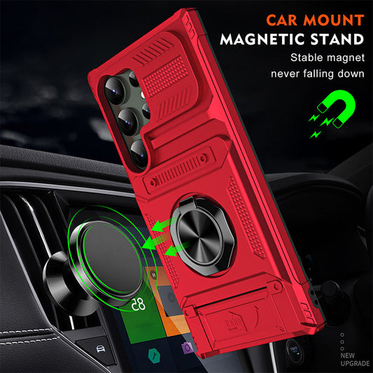 📱 Samsung Card Holder Case with Magnetic Ring Stand