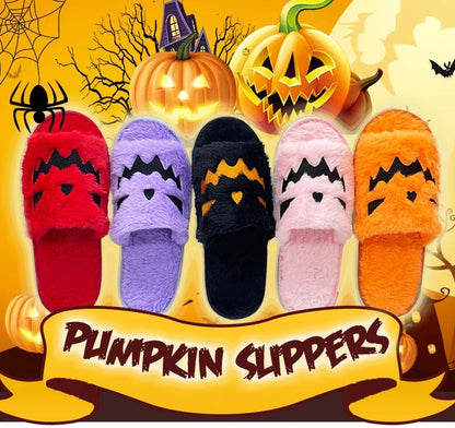 🔥2023 Hot Sale-🎃Halloween Pumpkin Plush Flat Slippers