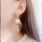 Geometric multi-layered circle flower earrings