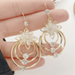 Geometric multi-layered circle flower earrings