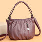 Fashion Simple Casual Pleated Bucket Soft Leather Handbag Shoulder Bag