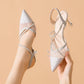 Pointed Toe Sexy Rhinestone Closed Toe High Heel Sandals