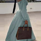 Ruched Lantern Sleeve Top & Slit Skirt Set