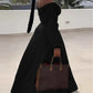 Ruched Lantern Sleeve Top & Slit Skirt Set