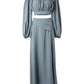 Ruched Lantern Sleeve Top & Slit Skirt Set