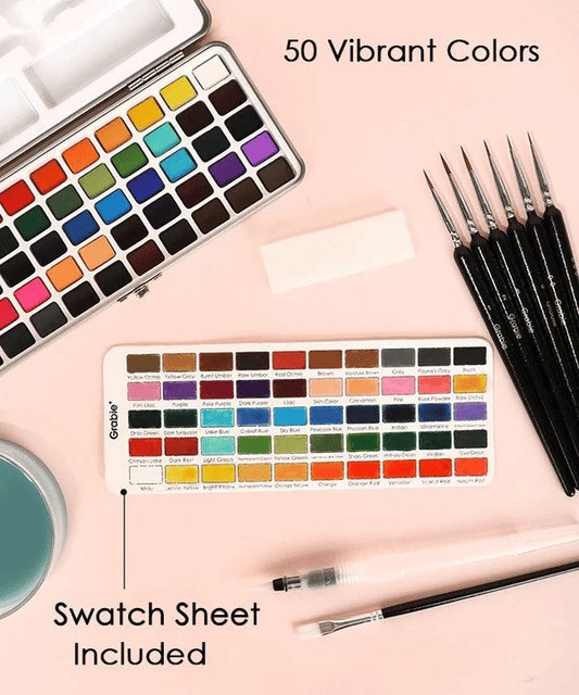 Premium Watercolor Set Of 50 With Brush