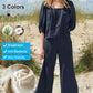Square Collar Solid Color Cotton And Linen 2-piece Set